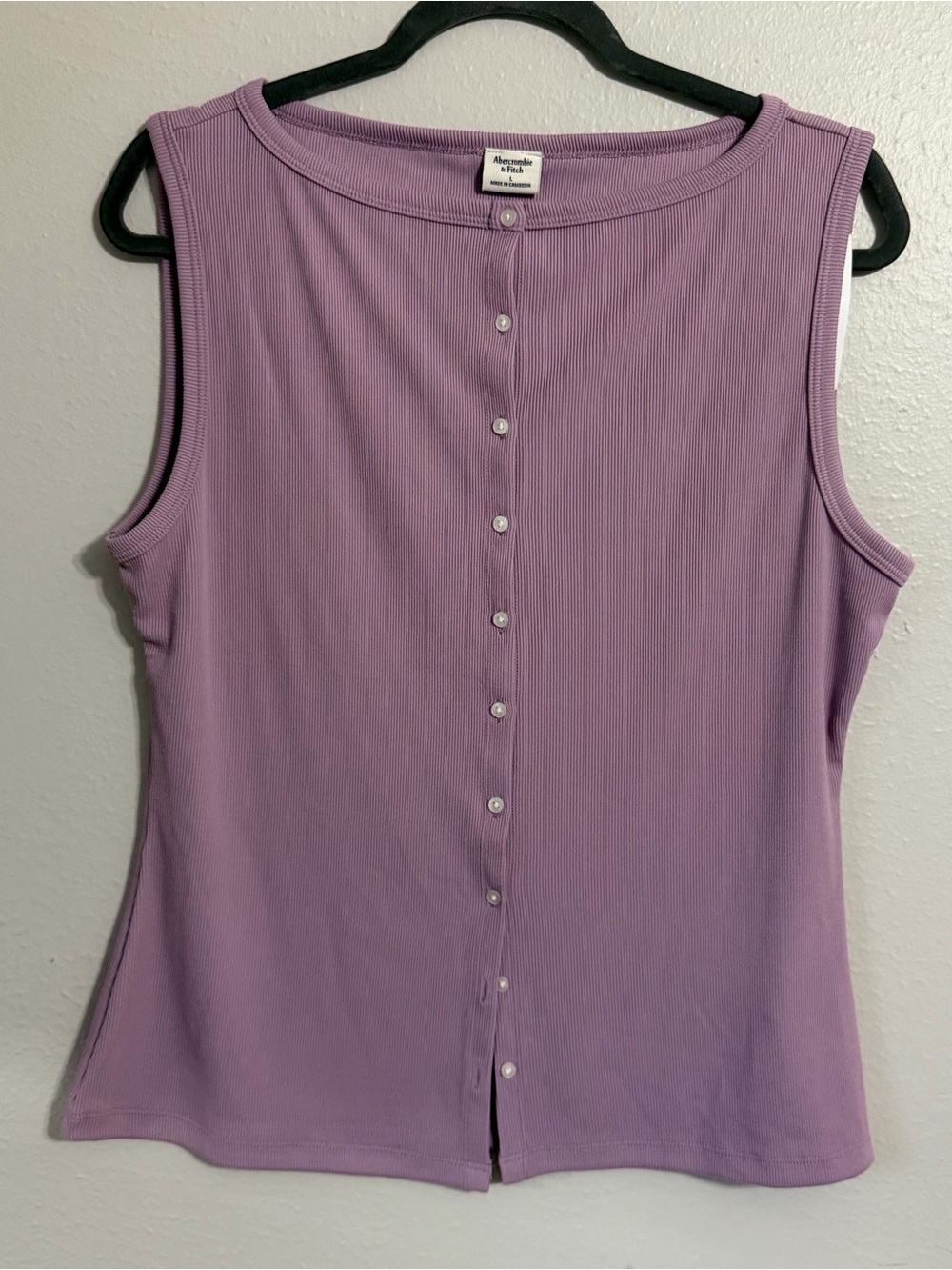 NWT Abercrombie Slash Neck Button Up Longline Rib Knit Size Large